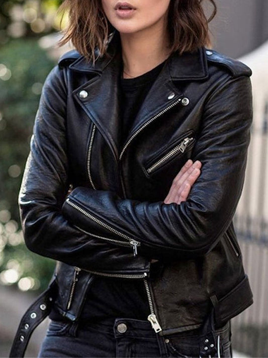 JO | Perfecto jackets made of imitation leather with zipper, elegant women's jackets