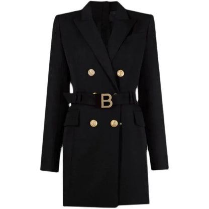 JO | classic blazer dress for the office with belt and luxury buttons