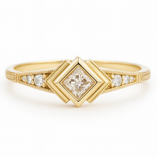 Milgrain Pavé Deco Ring