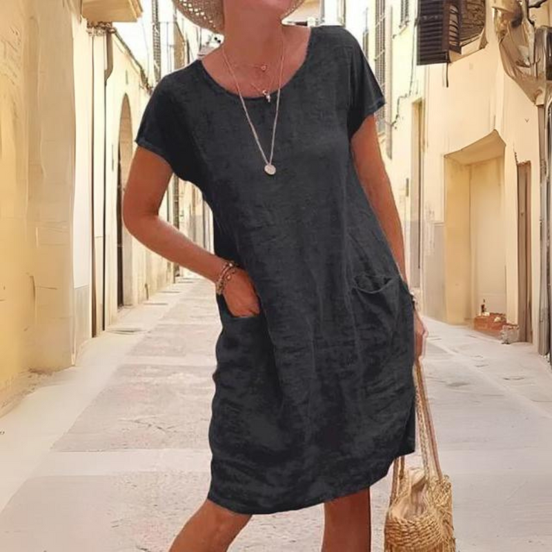KS | Elegant dress for women with a round neckline
