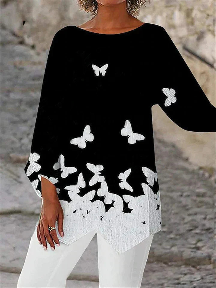 KS | Stylish geometric printed long-sleeved blouse