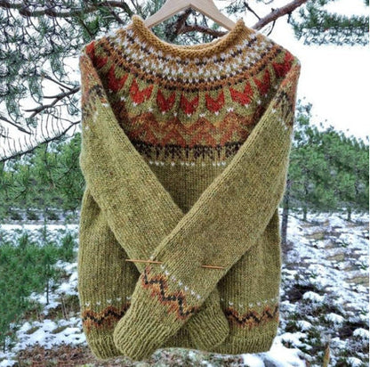 KS | Hand-knitted sweater with Nordic pattern