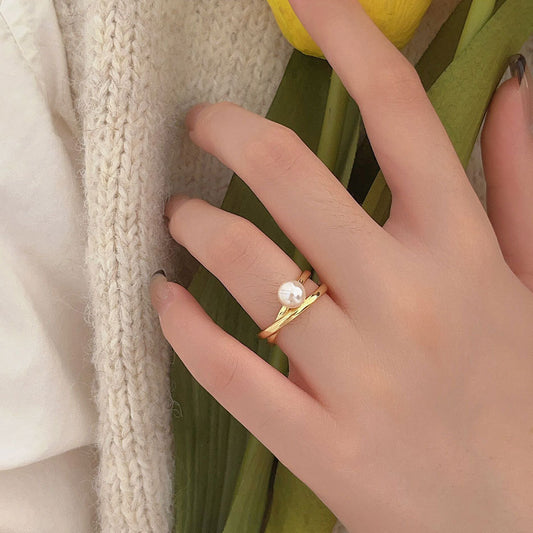 Delicate Artisan Pearl Ring