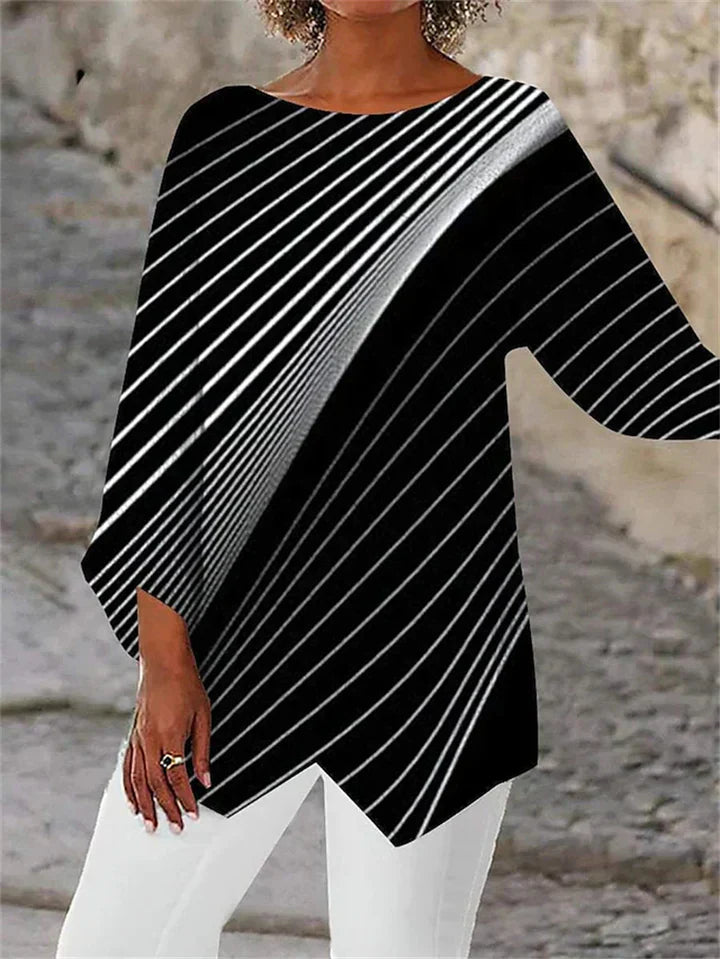 KS | Stylish geometric printed long-sleeved blouse