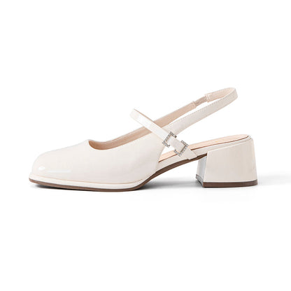 KS | Ladies Faux Leather Buckle Block Heels
