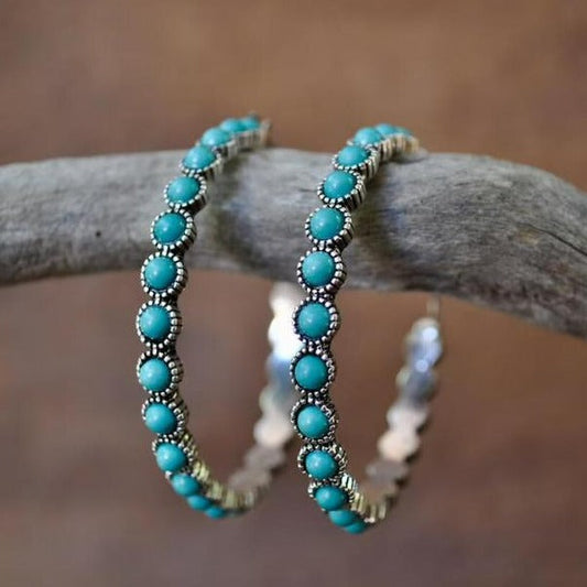 Vintage Turquoise Hoop Earrings
