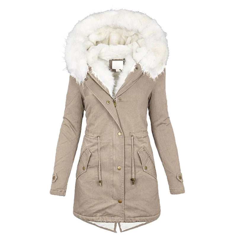 JO | Stylish warm coat with fur hood