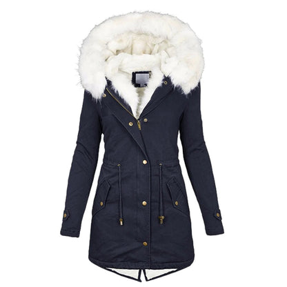 JO | Stylish warm coat with fur hood