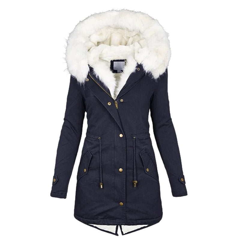 JO | Stylish warm coat with fur hood