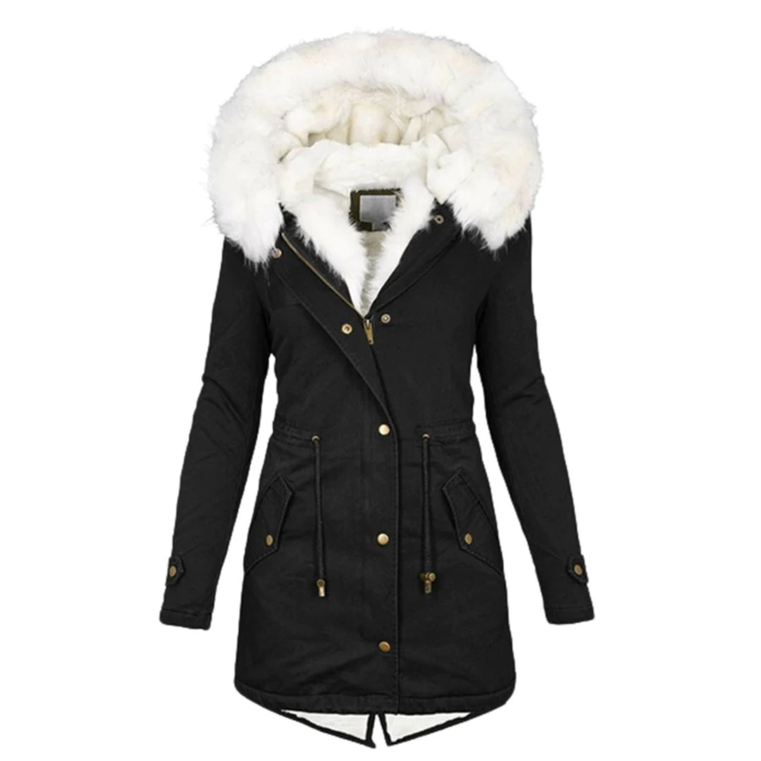 JO | Stylish warm coat with fur hood