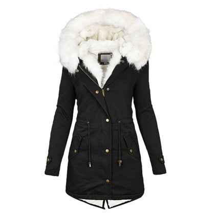 JO | Stylish warm coat with fur hood