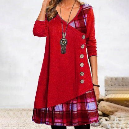 JO | Long sleeve plaid midi dress