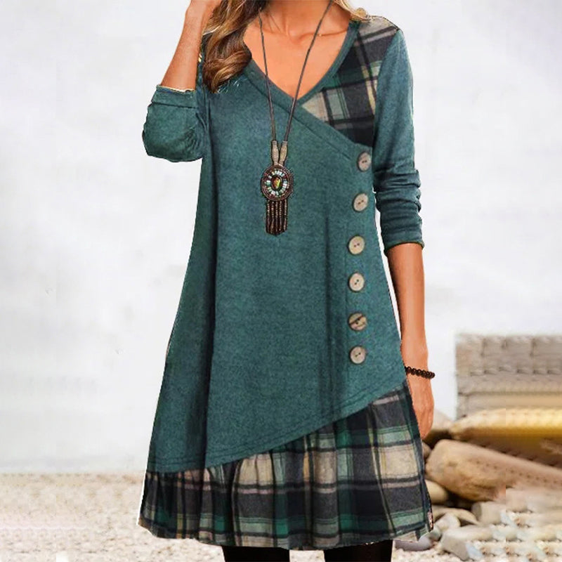 JO | Long sleeve plaid midi dress