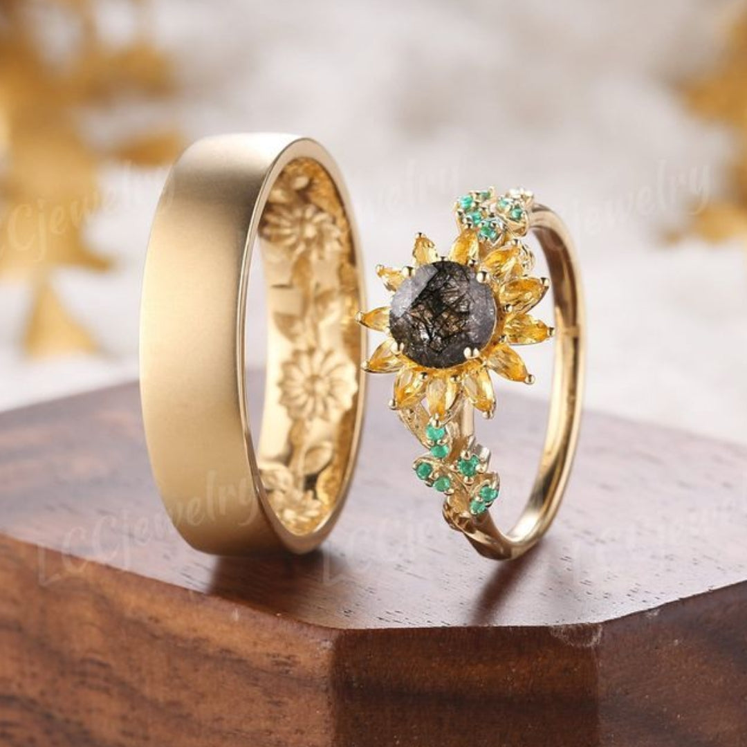 Rustic Sun Ring Set