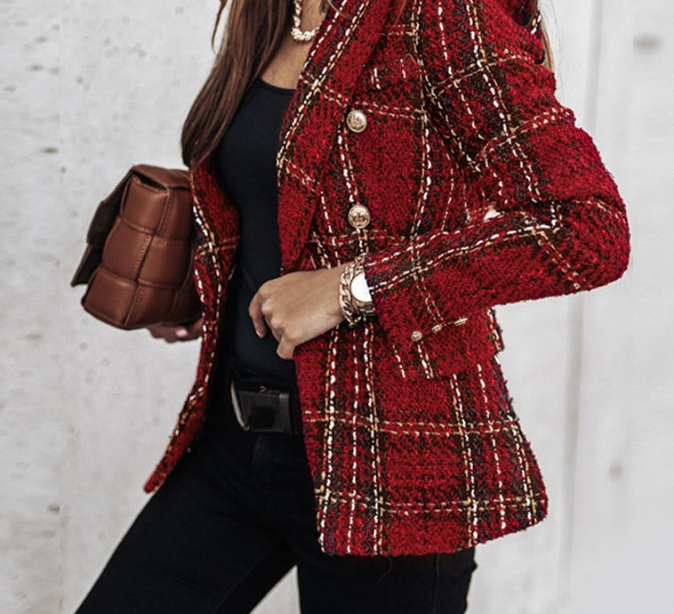 JO | Checked blazer with two rows of buttons