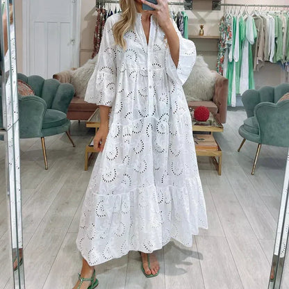 KS | Elegant dress with embroidered eyelets