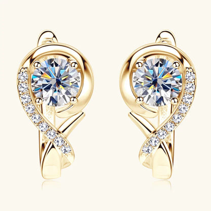 Golden Crystal Stud Flower Earrings