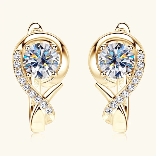 Golden Crystal Stud Flower Earrings
