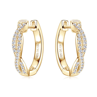 Zirconia Gold Braided Earrings