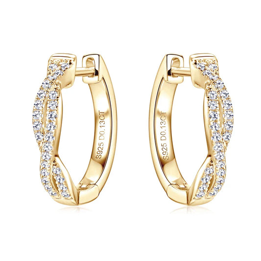Zirconia Gold Braided Earrings