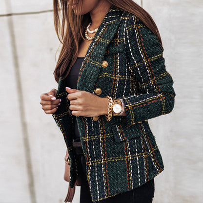 JO | Checked blazer with two rows of buttons