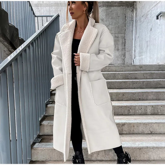 JO | Long leather jacket with fur