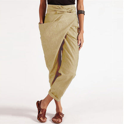 KS | Elegant cropped trousers with wrap front
