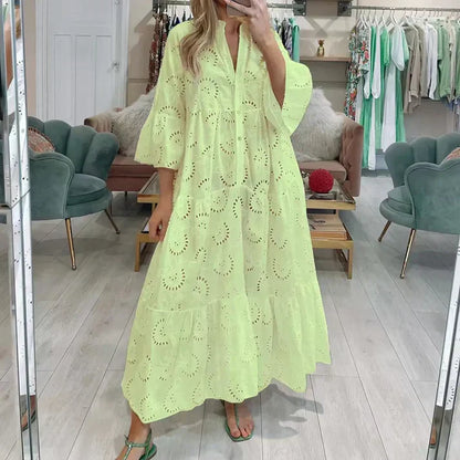 KS | Elegant dress with embroidered eyelets