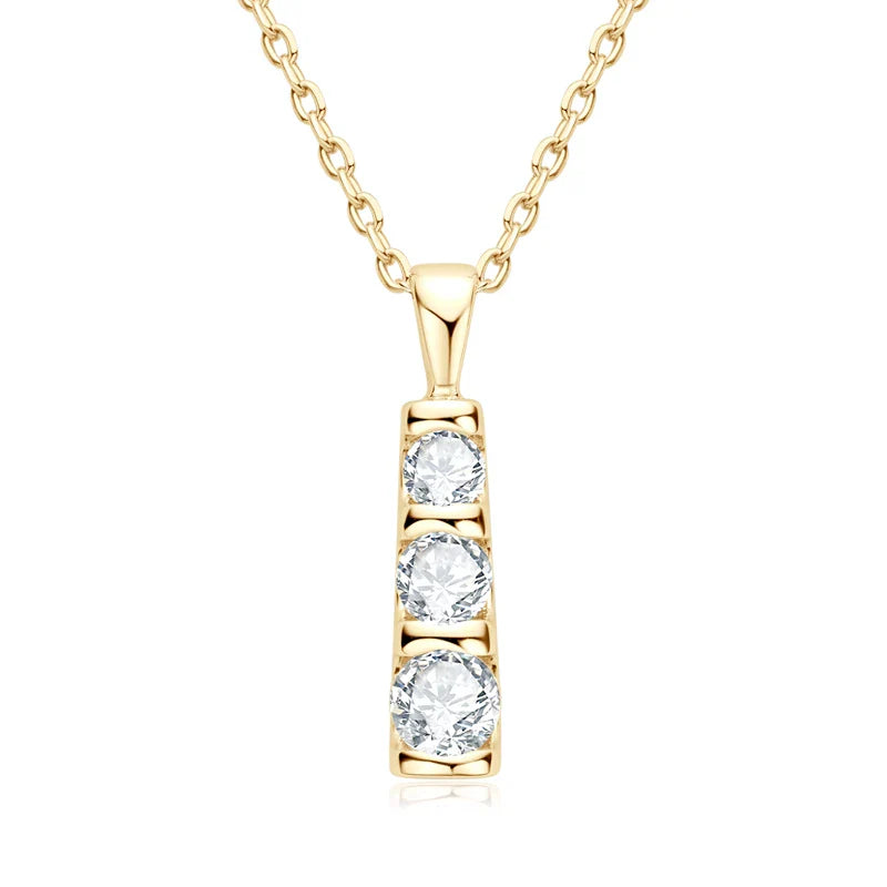 Triple Inlaid Spark Gold Necklace