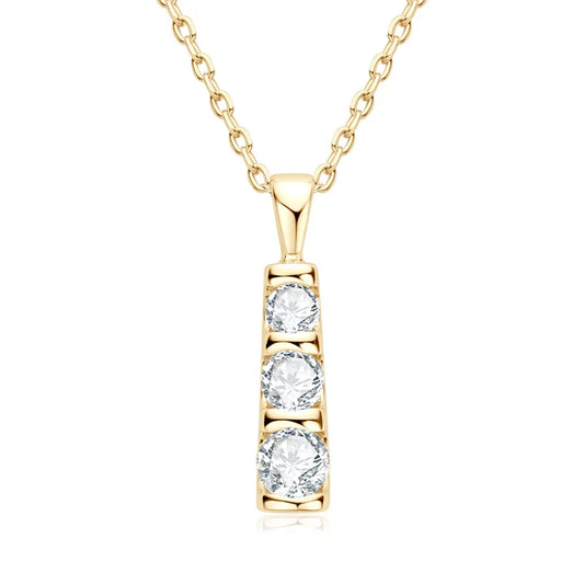 Triple Inlaid Spark Gold Necklace