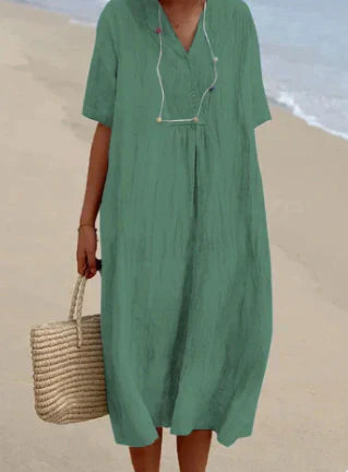 KS | Midi dress with V-neck