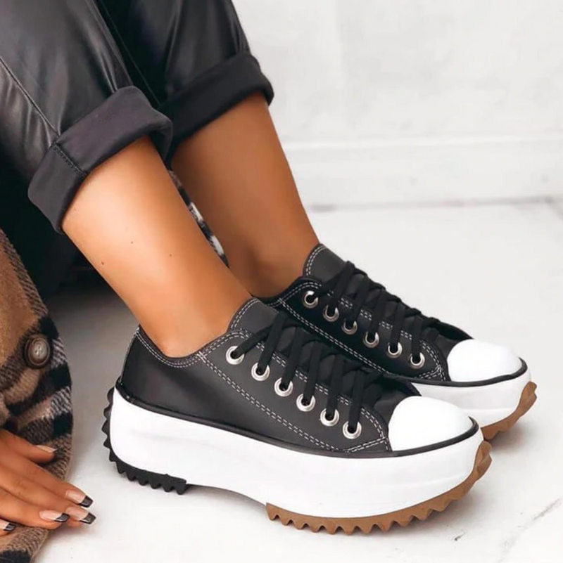 JO | Leather platform lace-up sneaker