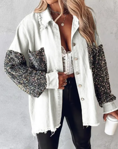 JO | contrasting coat with sequins for spring
