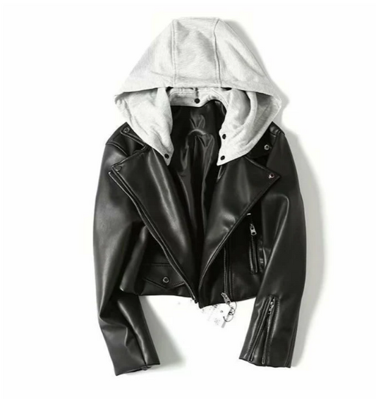 JO | Ladies leather jacket with hood