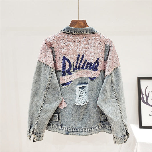 JO | Oversized denim jacket with glitter