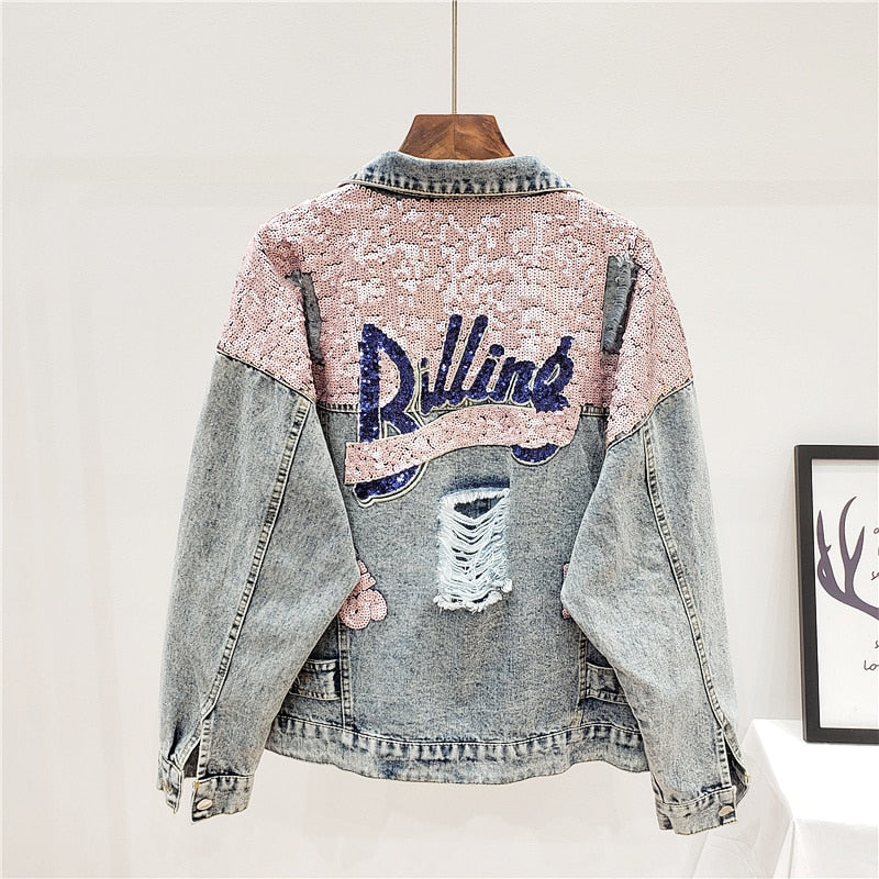 JO | Oversized denim jacket with glitter