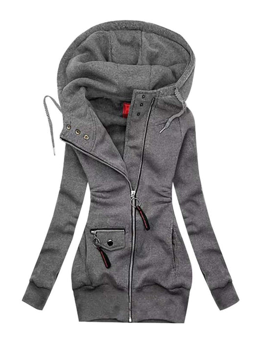 JO | Long sleeve jacket with drawstring zipper outerwear