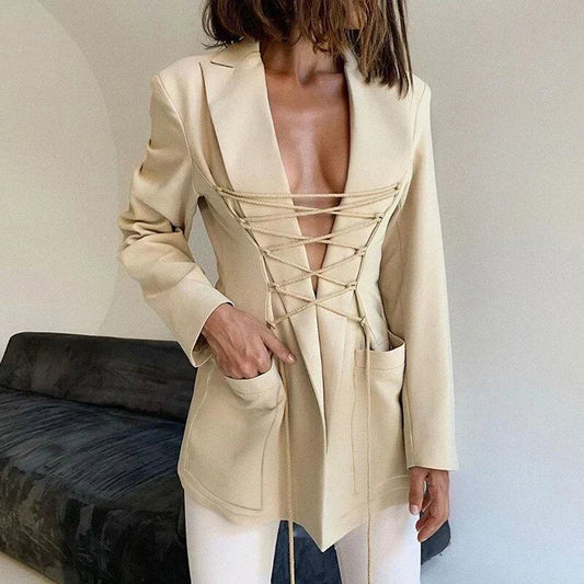 JO | lace blazer sleeve pockets thin jacket