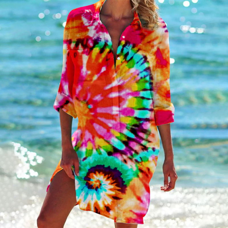 KS | Colorful button-up midi dress