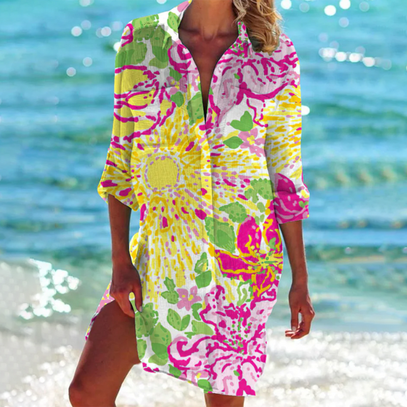 KS | Colorful button-up midi dress