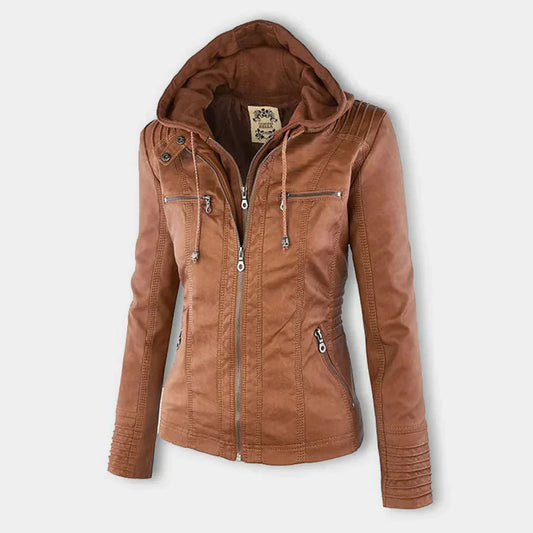 JO | Ladies leather jacket with hood