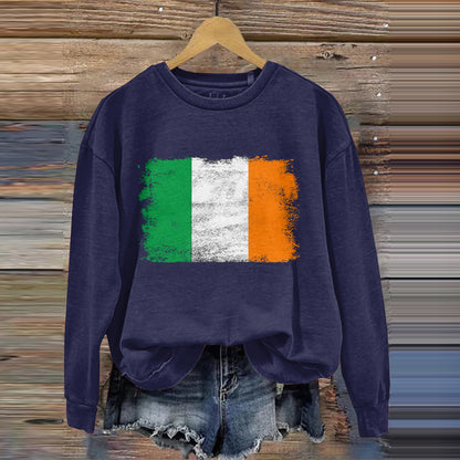 Comstylish Ireland Flag Art Print Vintage Cozy Sweatshirt