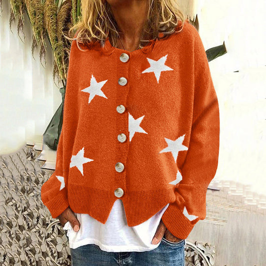 Five-Pointed Star Single-Breasted Sweater Cardigan artswardrobe