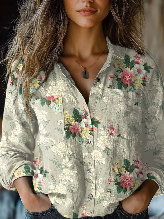 Women's Romantic Lace Floral Art Print Casual Long Sleeve Comfortable