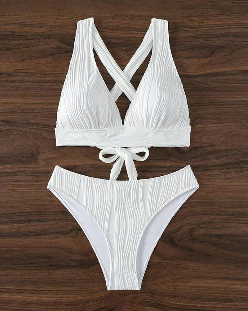 KS | Single-colored, sexy bikini with deep V-neckline
