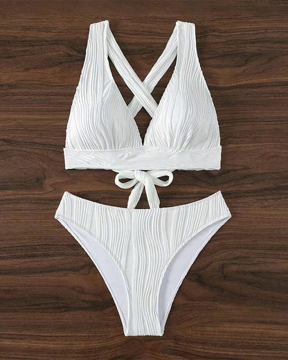 KS | Single-colored, sexy bikini with deep V-neckline