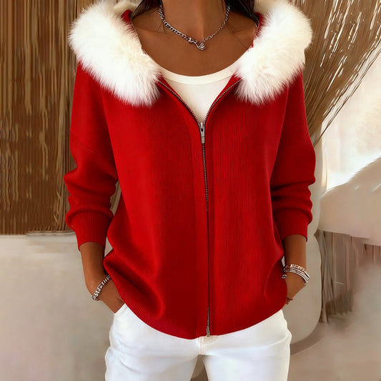 Women's Christmas Knit Hooded Cardigan