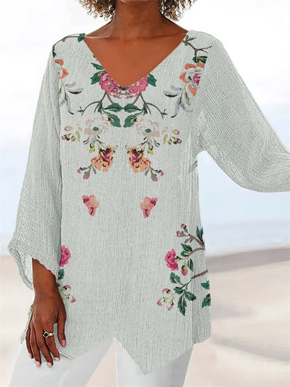 KS | Printed, loose blouse with V-neckline