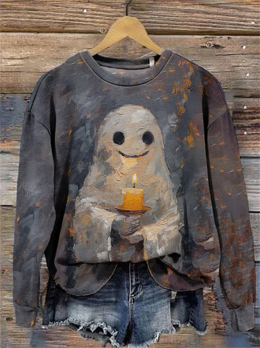 Women's Halloween Boo Art Print Sweatshirt artswardrobe