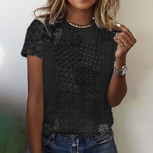 Comstylish Japanese Traditional Sashiko Art Casual T Shirt